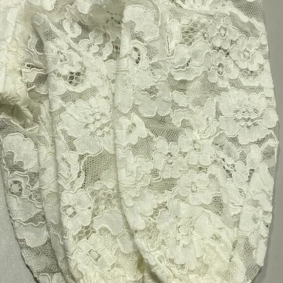 NEW EXPRESS  Dress White Size XS Bridal Lace Puff Sleeve Mini V-Neck Zipper - Picture 9 of 12